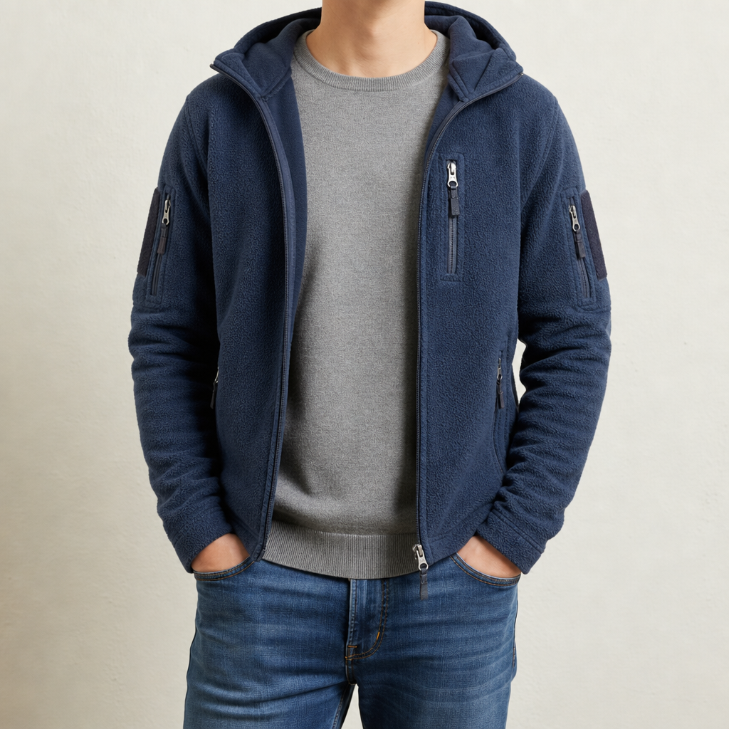 Tinos Tactical Fleece Hoodie Jacket in Navy Blue