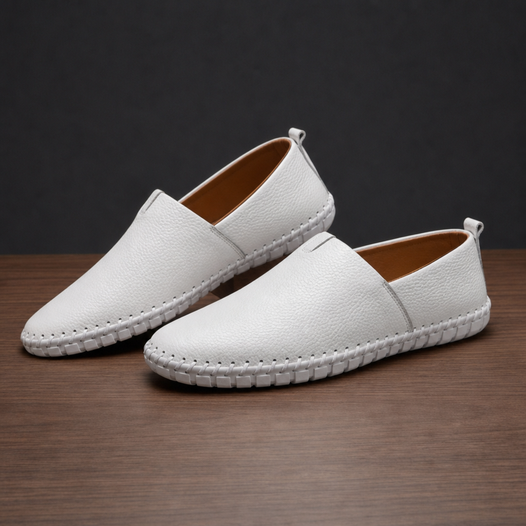 Cordoba Whipstitch Slip-On Loafers in White