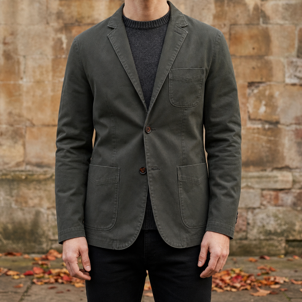 Oviedo Cotton Twill Blazer in Dark Olive