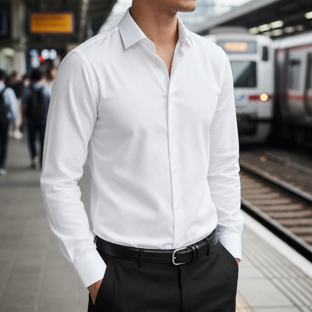 Funchal Slim Fit Dress Shirt in White