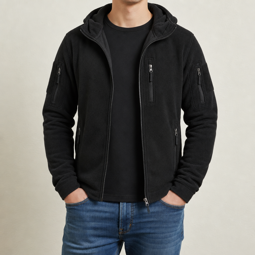 Tinos Tactical Fleece Hoodie Jacket in Black
