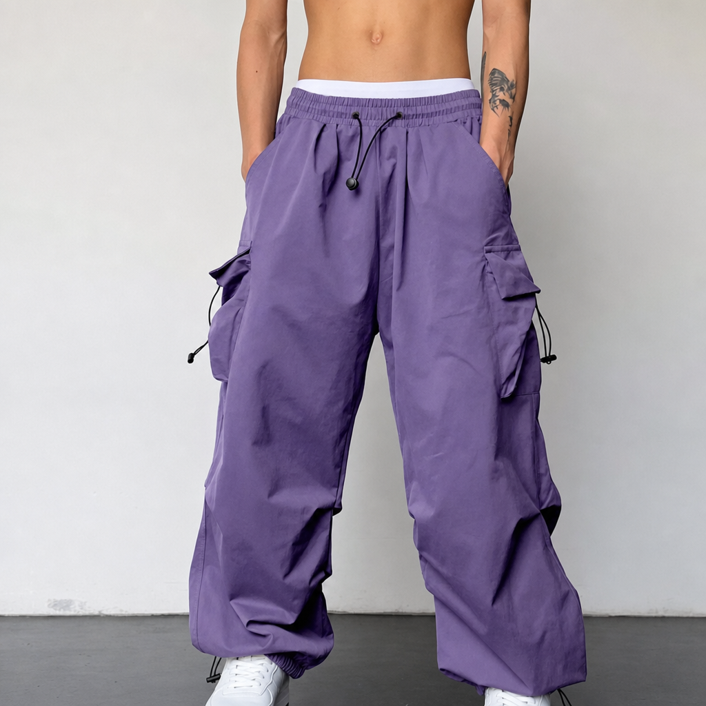 Lefkada Wide Leg Cargo Pants in Purple
