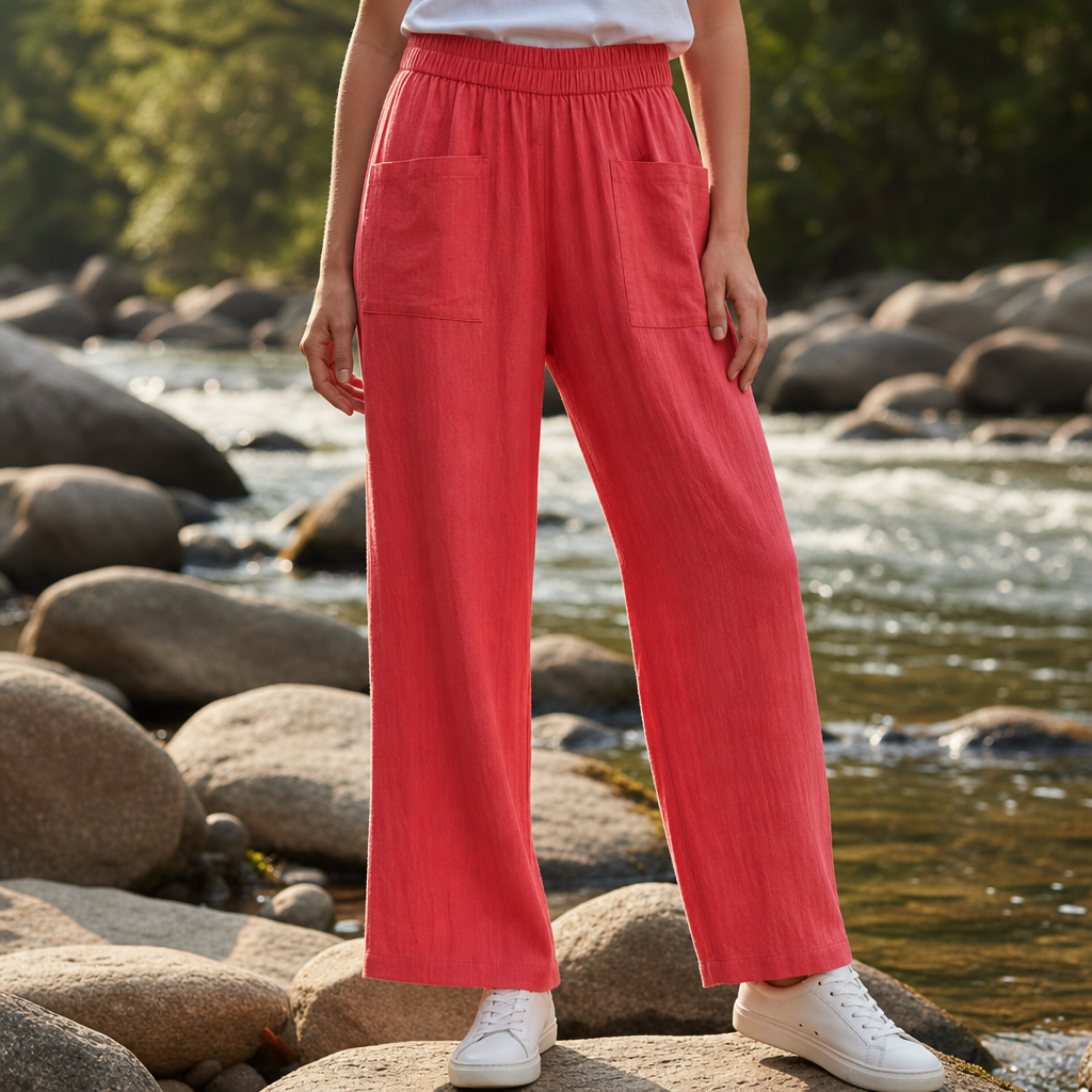 Ascoli Relaxed Linen Pants in Red