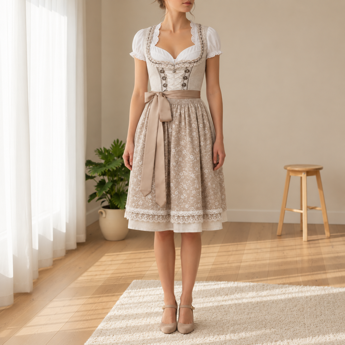 Lagos Embroidered Dirndl Midi Dress