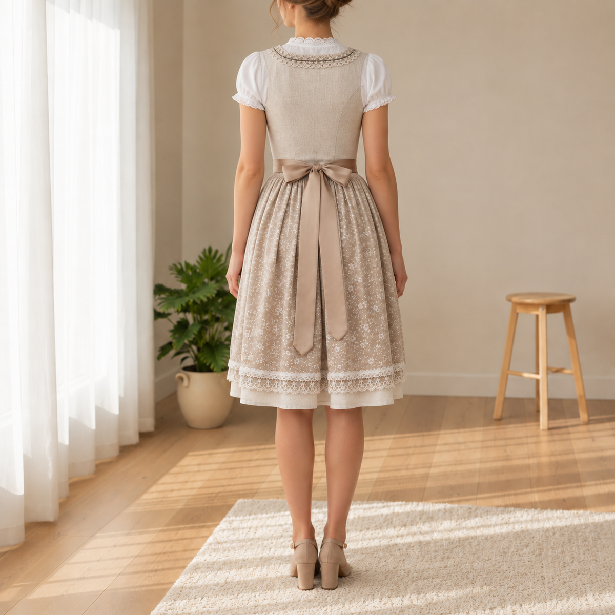 Lagos Embroidered Dirndl Midi Dress