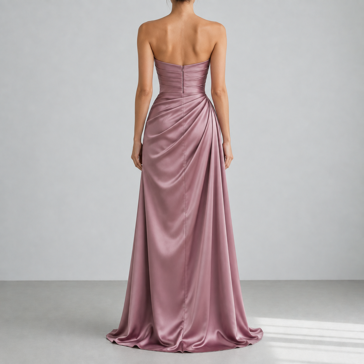 Hydra Ruched Satin Maxi Gown