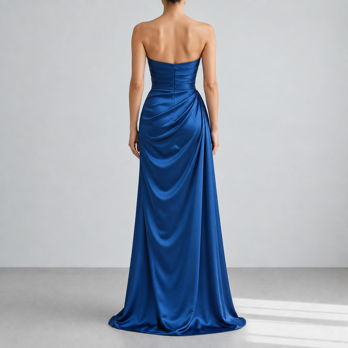 Hydra Ruched Satin Maxi Gown