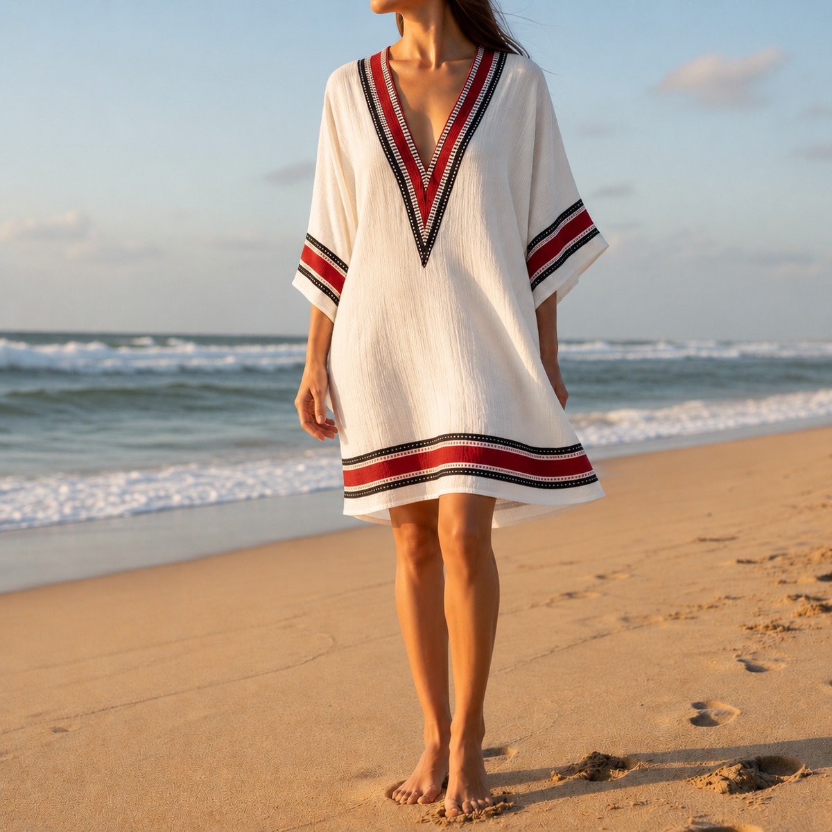 Calpe Striped Kaftan Tunic Dress