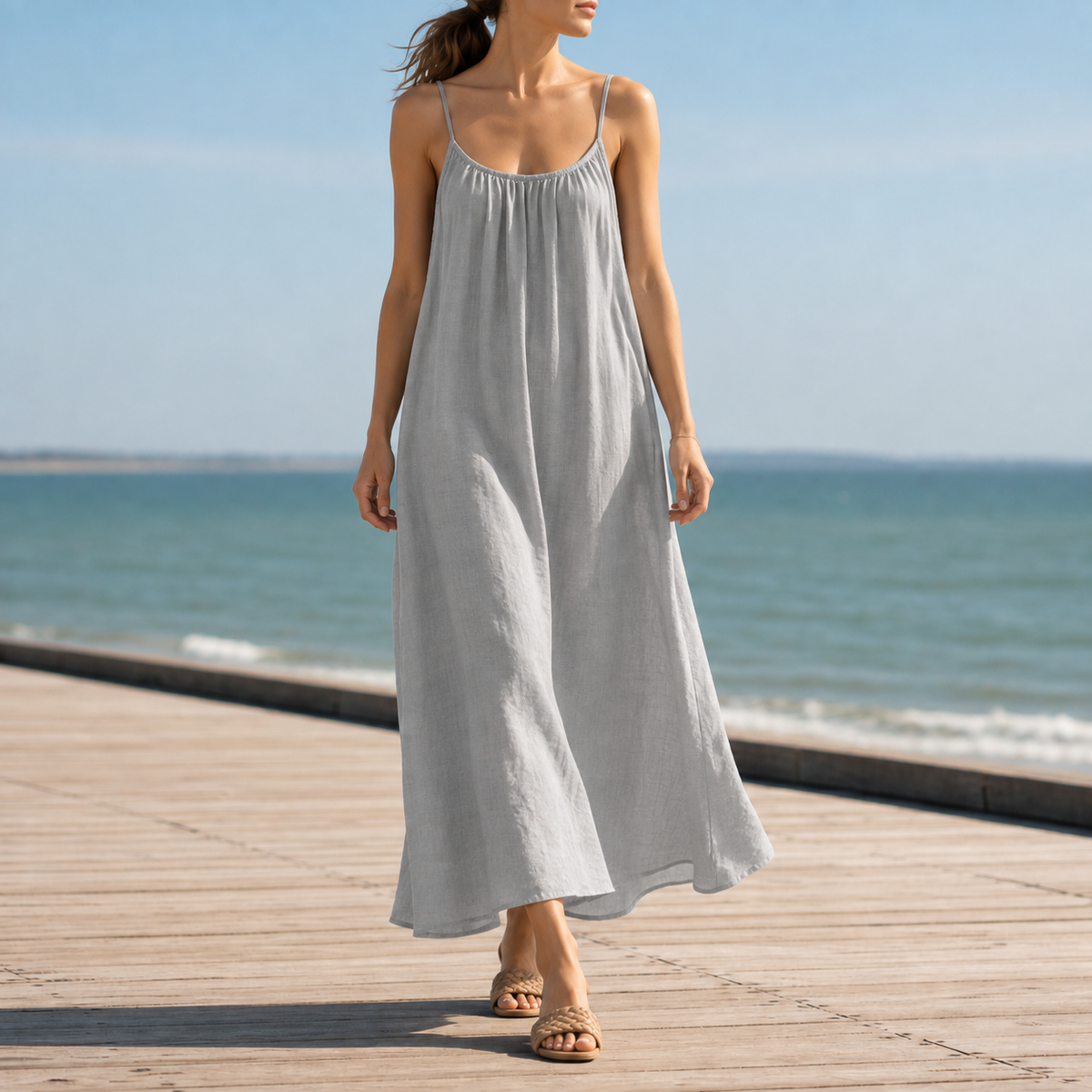 Erice Backless Linen Maxi Dress