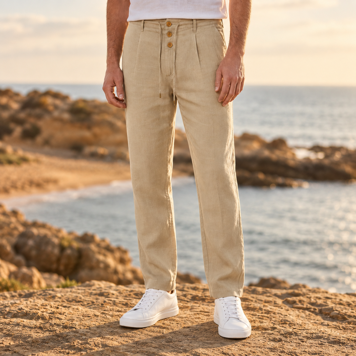 Ericeira Pleated Linen Trousers