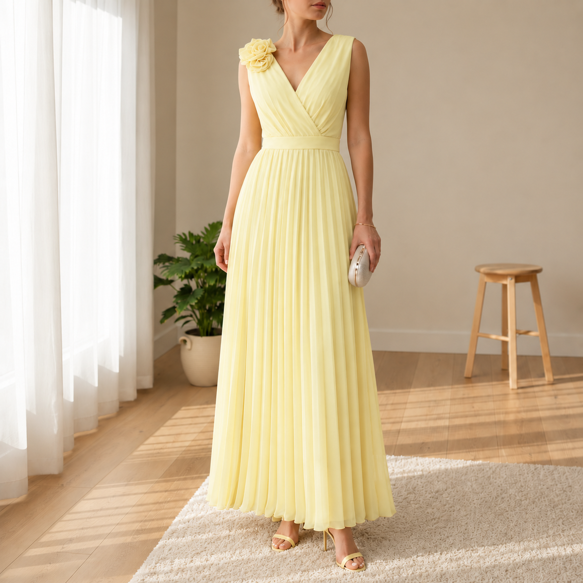 Carvoeiro Pleated Floral Maxi Gown