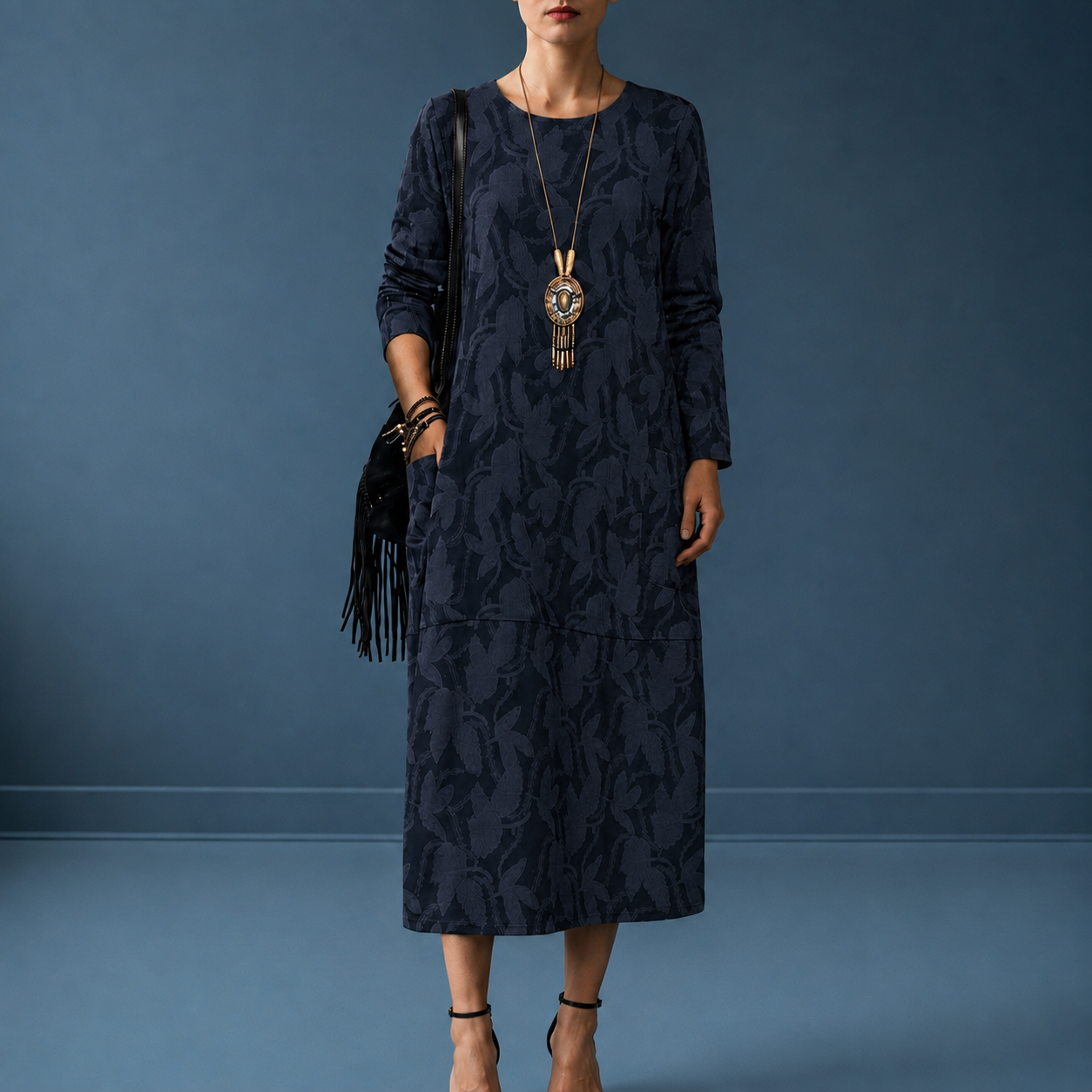 Marenzo Maya's Jacquard Midi Dress