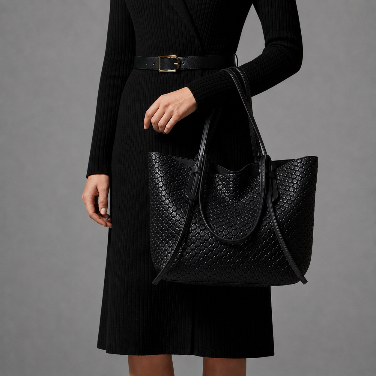 Lagos Woven Leather Tote Bag