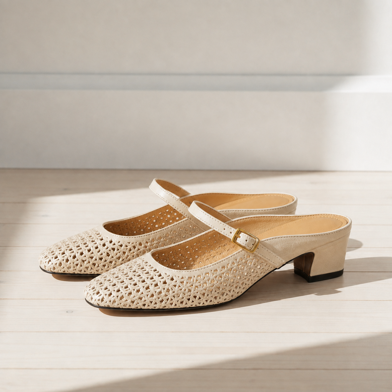 Ansouis Woven Leather Mary Janes