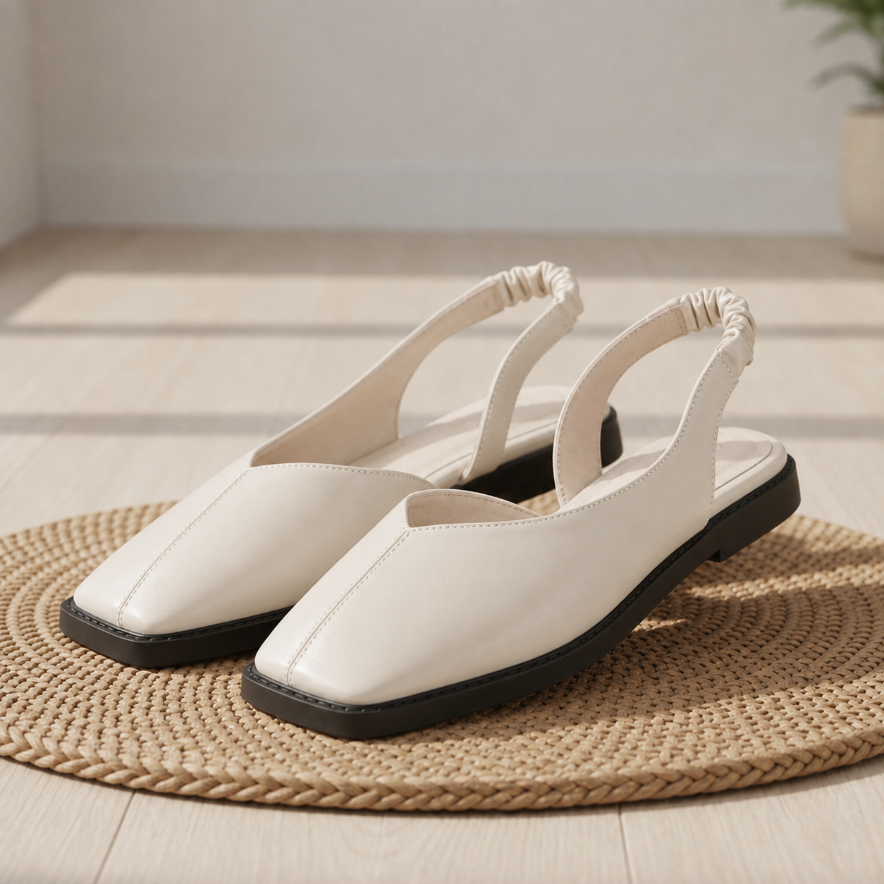 Narbonne Square Toe Slingback Flats