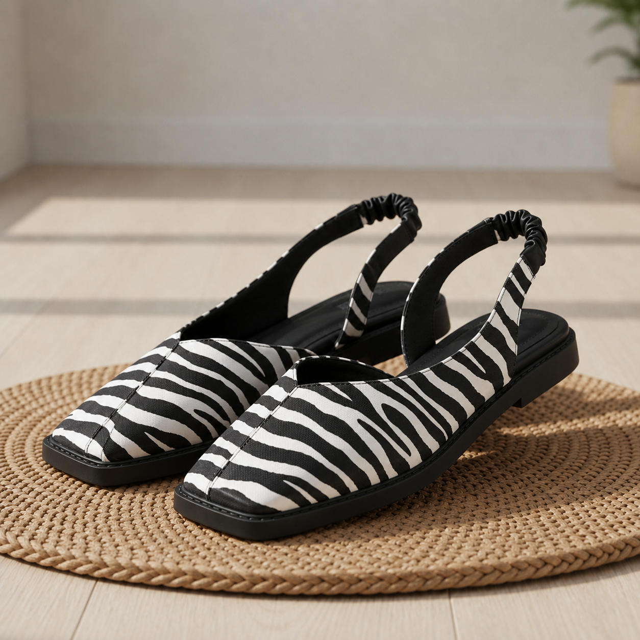 Narbonne Square Toe Slingback Flats