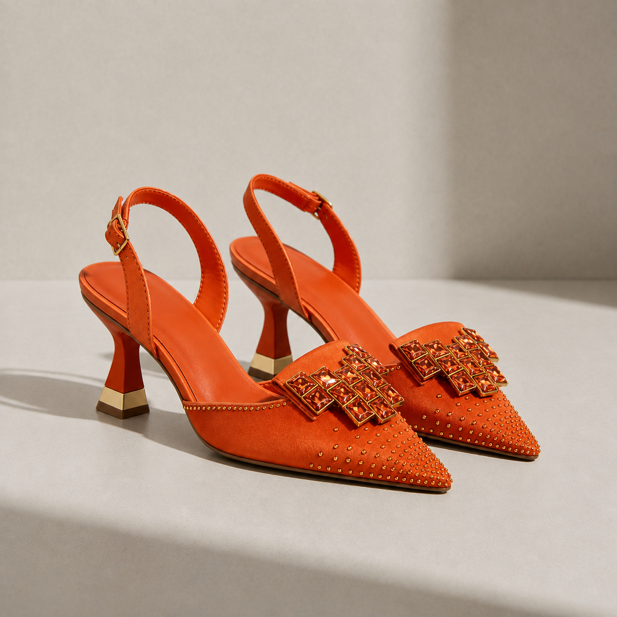 Ston Crystal Gem Slingback Heels