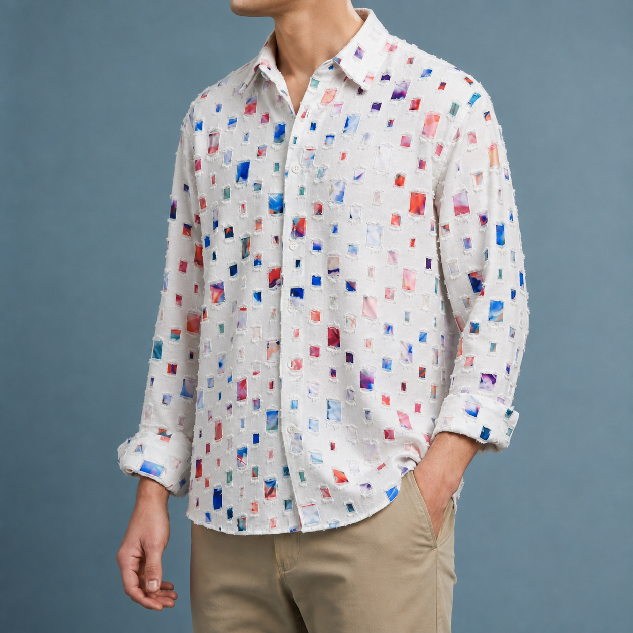 Ceret Printed Frayed Shirt