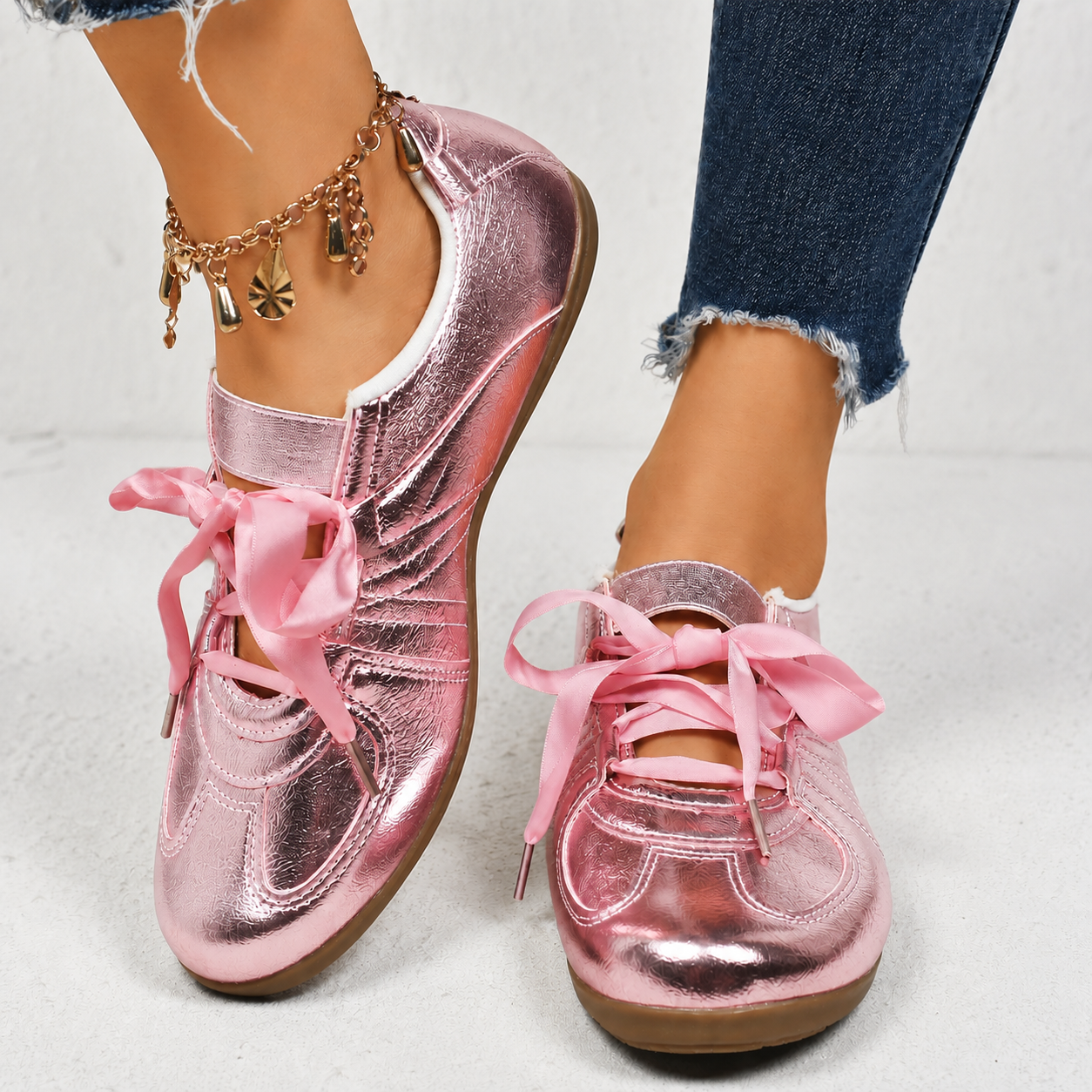 Menerbes Metallic Ribbon Sneakers