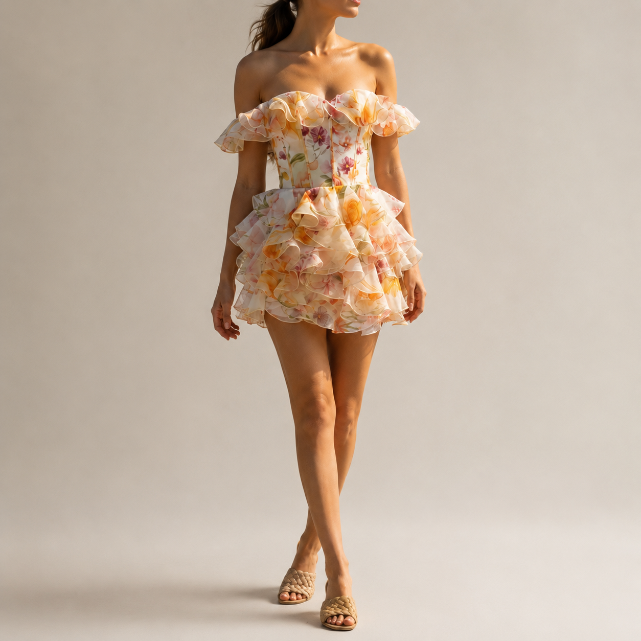 Limassol Floral Ruffle Mini Dress