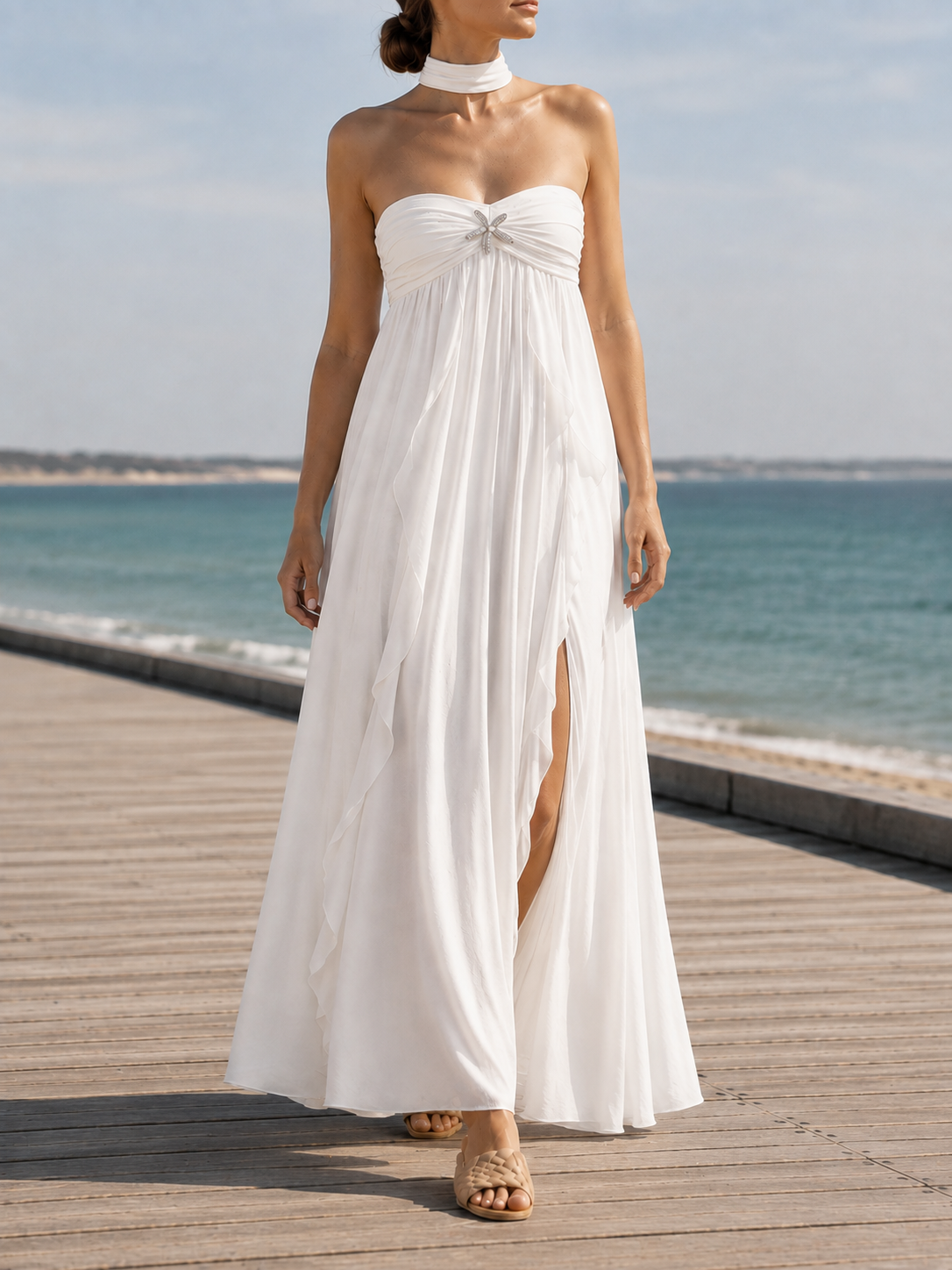 Avila Ruffled Chiffon Maxi Dress