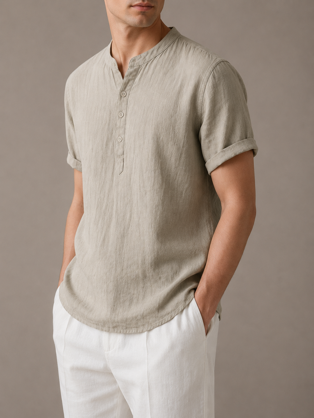 Trento Linen Henley Shirt