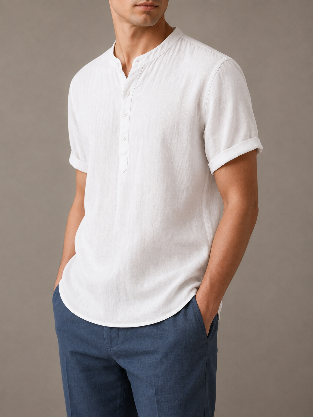 Trento Linen Henley Shirt
