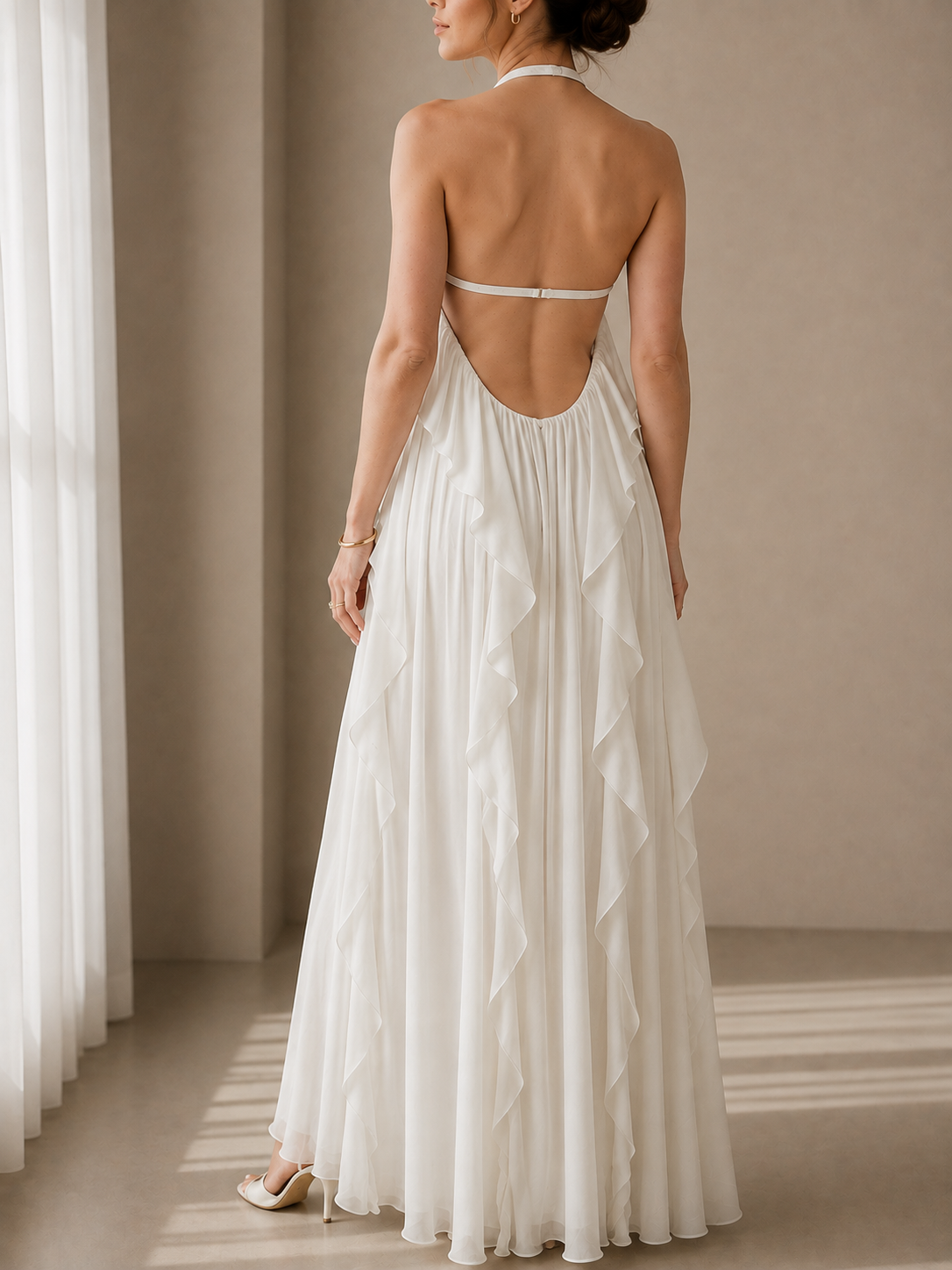 Avila Ruffled Chiffon Maxi Dress