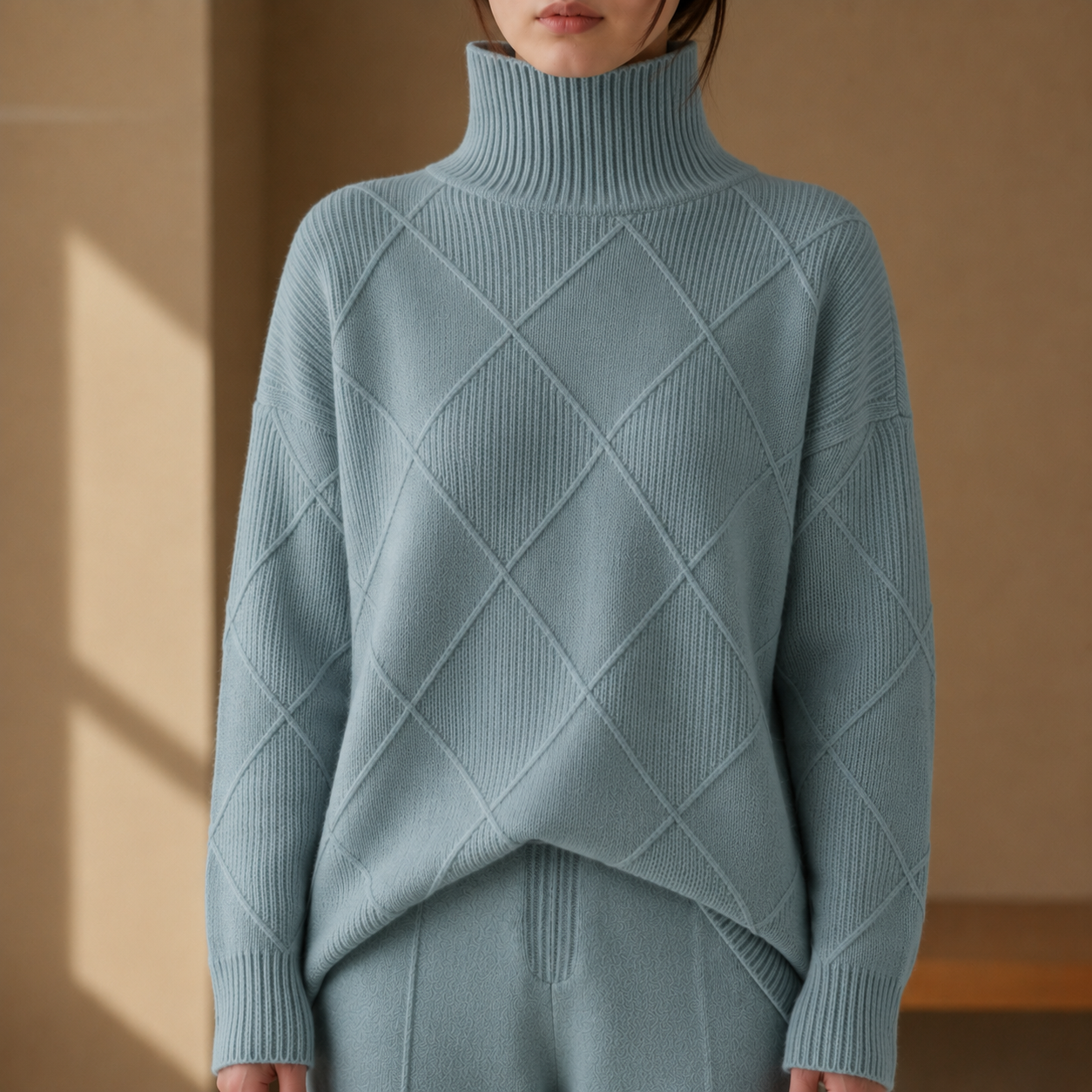 Biot Diamond Knit Turtleneck Sweater