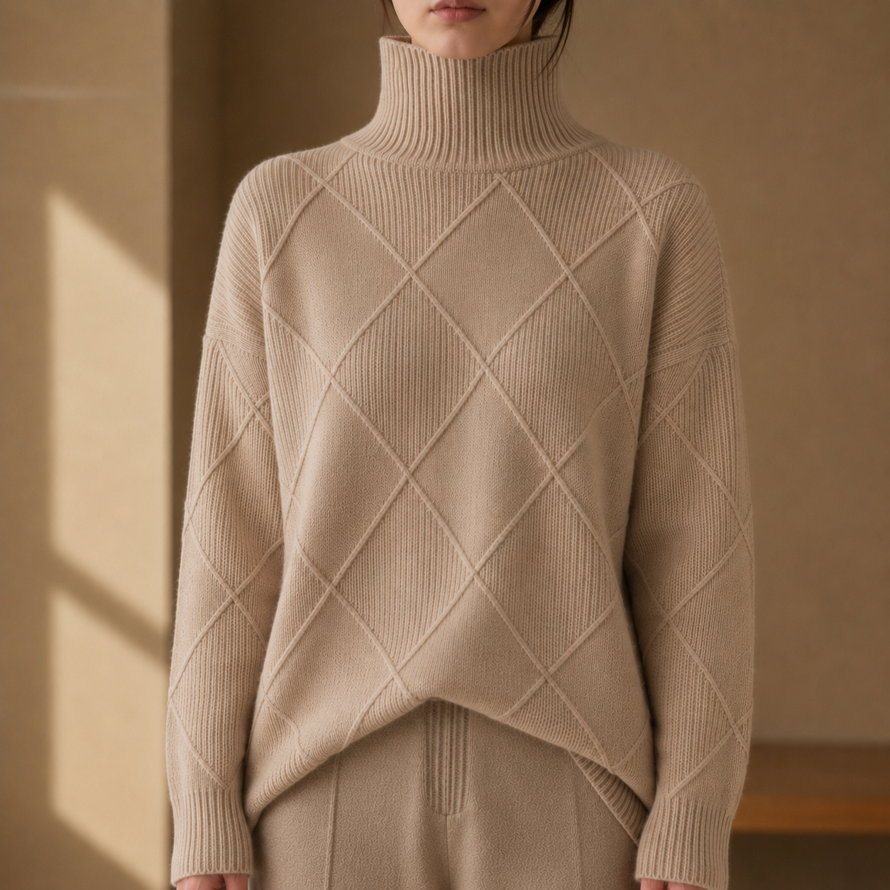 Biot Diamond Knit Turtleneck Sweater