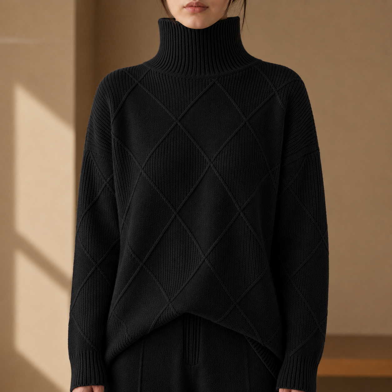 Biot Diamond Knit Turtleneck Sweater
