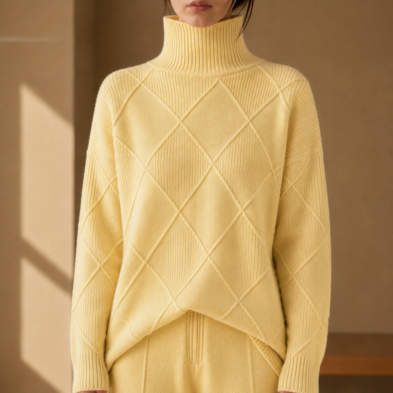 Biot Diamond Knit Turtleneck Sweater