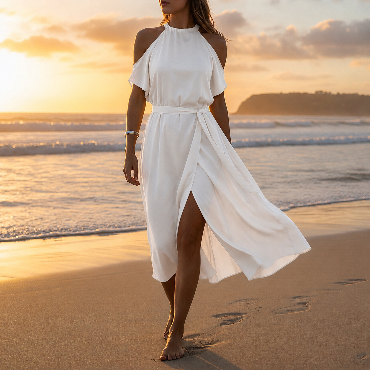 Lollita Shoulder Midi Dress