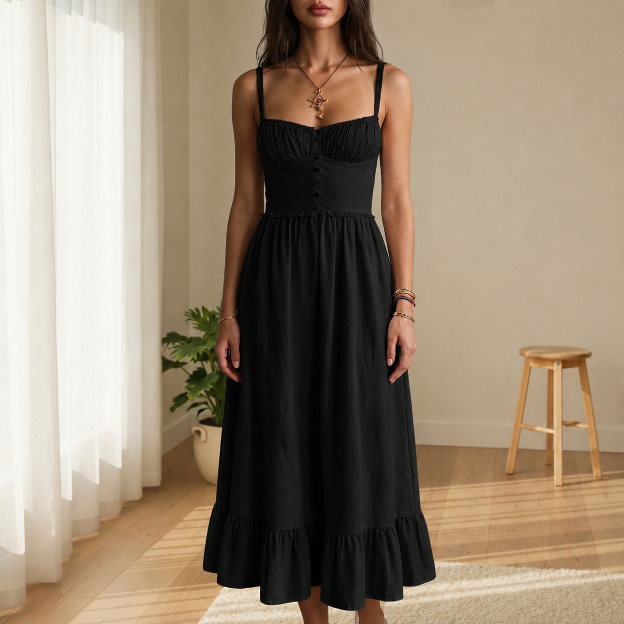 Leros Ruffle Hem Cami Dress