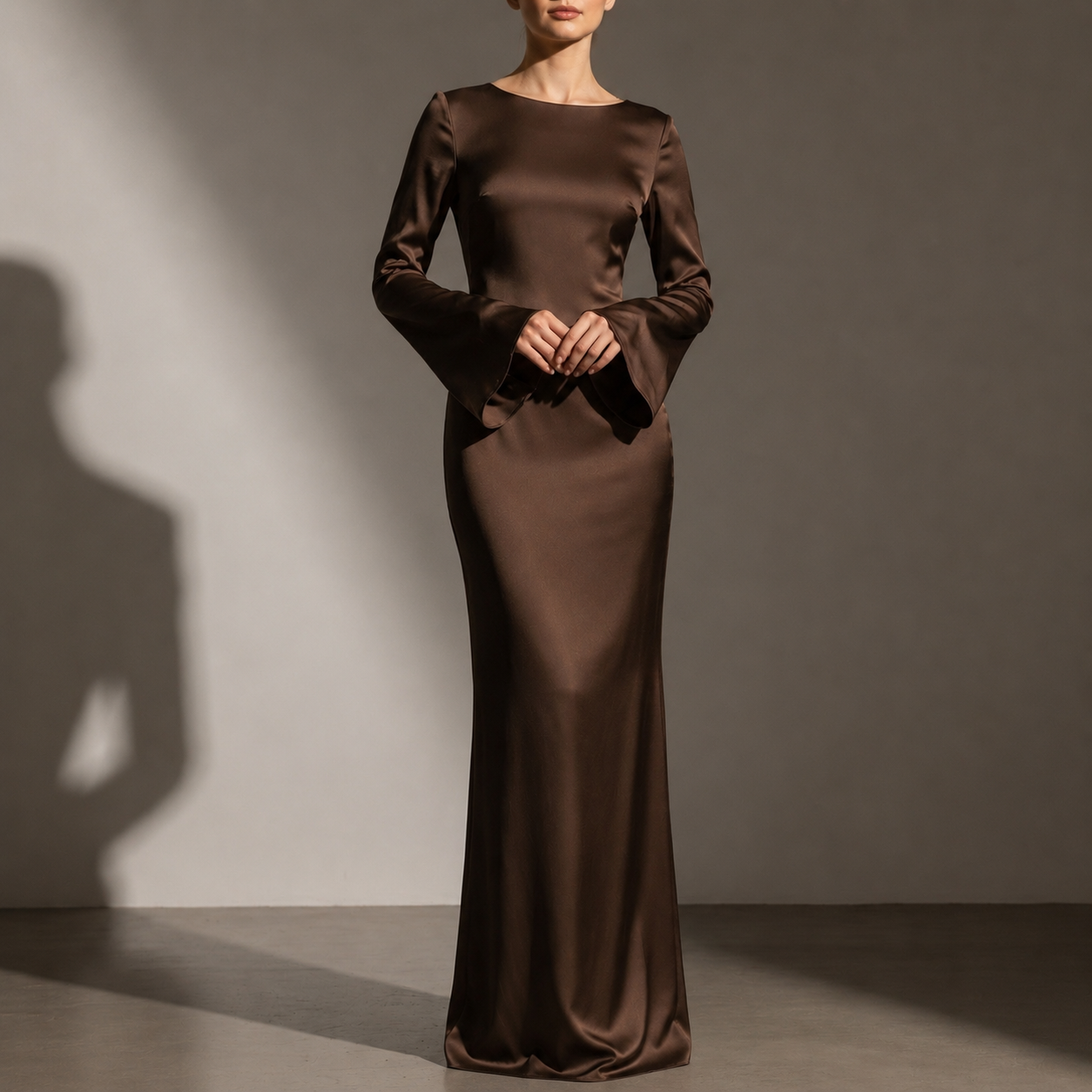Kakopetria Satin Flare Sleeve Gown