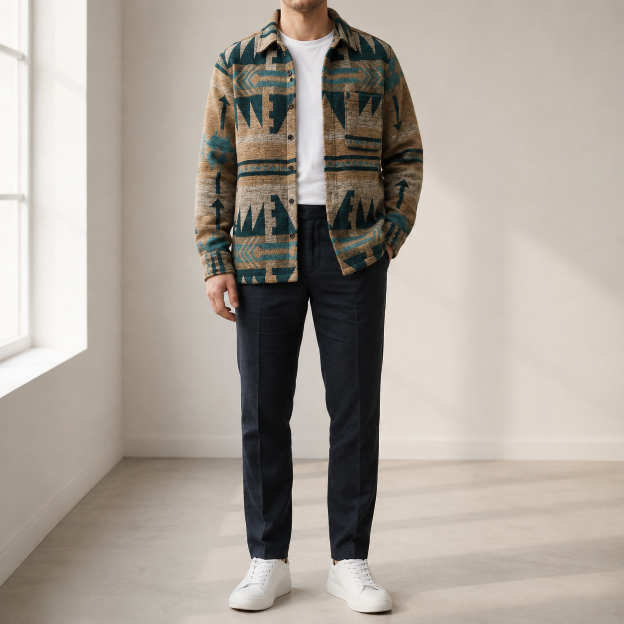 Antiparos Aztec Wool Blend Shacket
