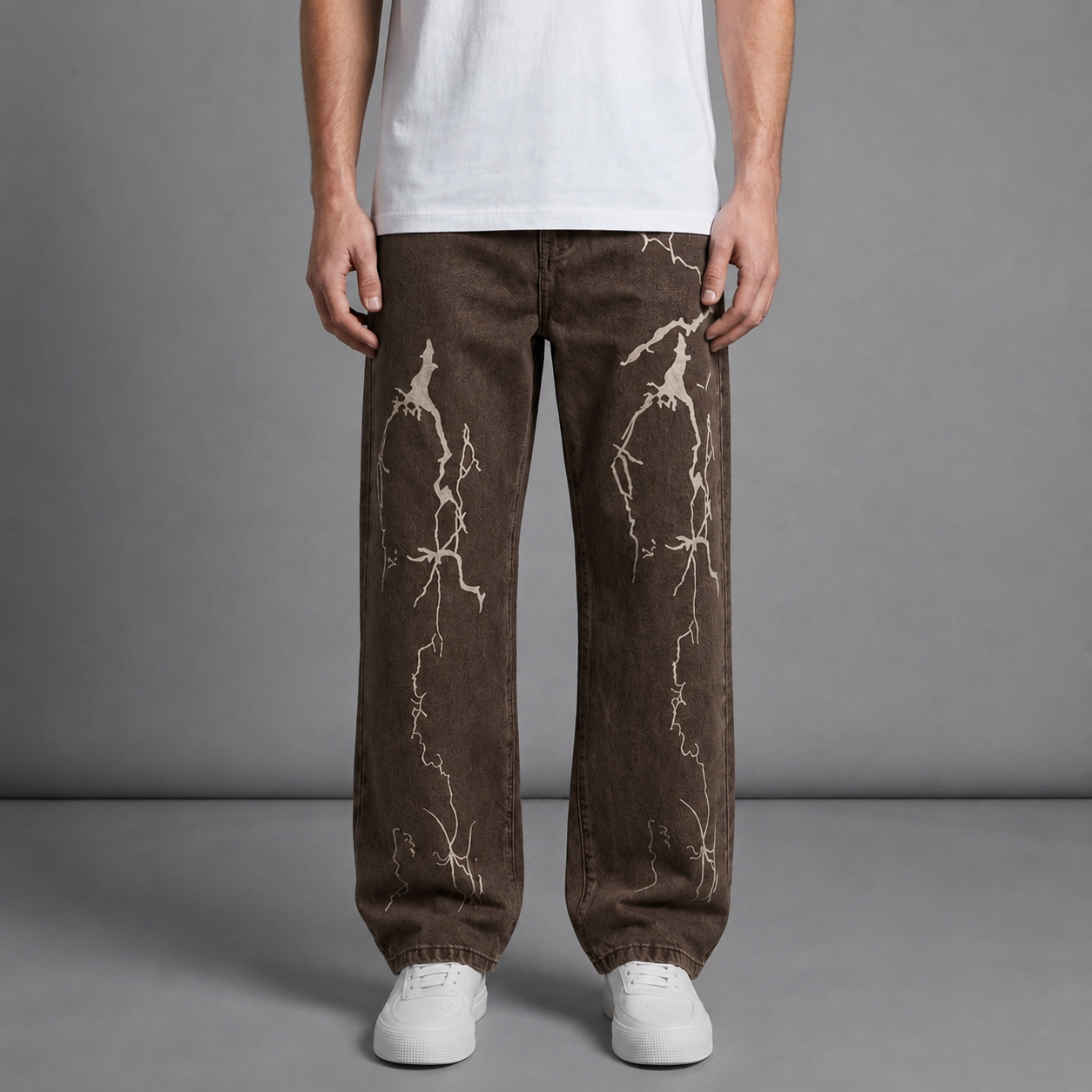 Cadaques Lightning Print Straight Jeans