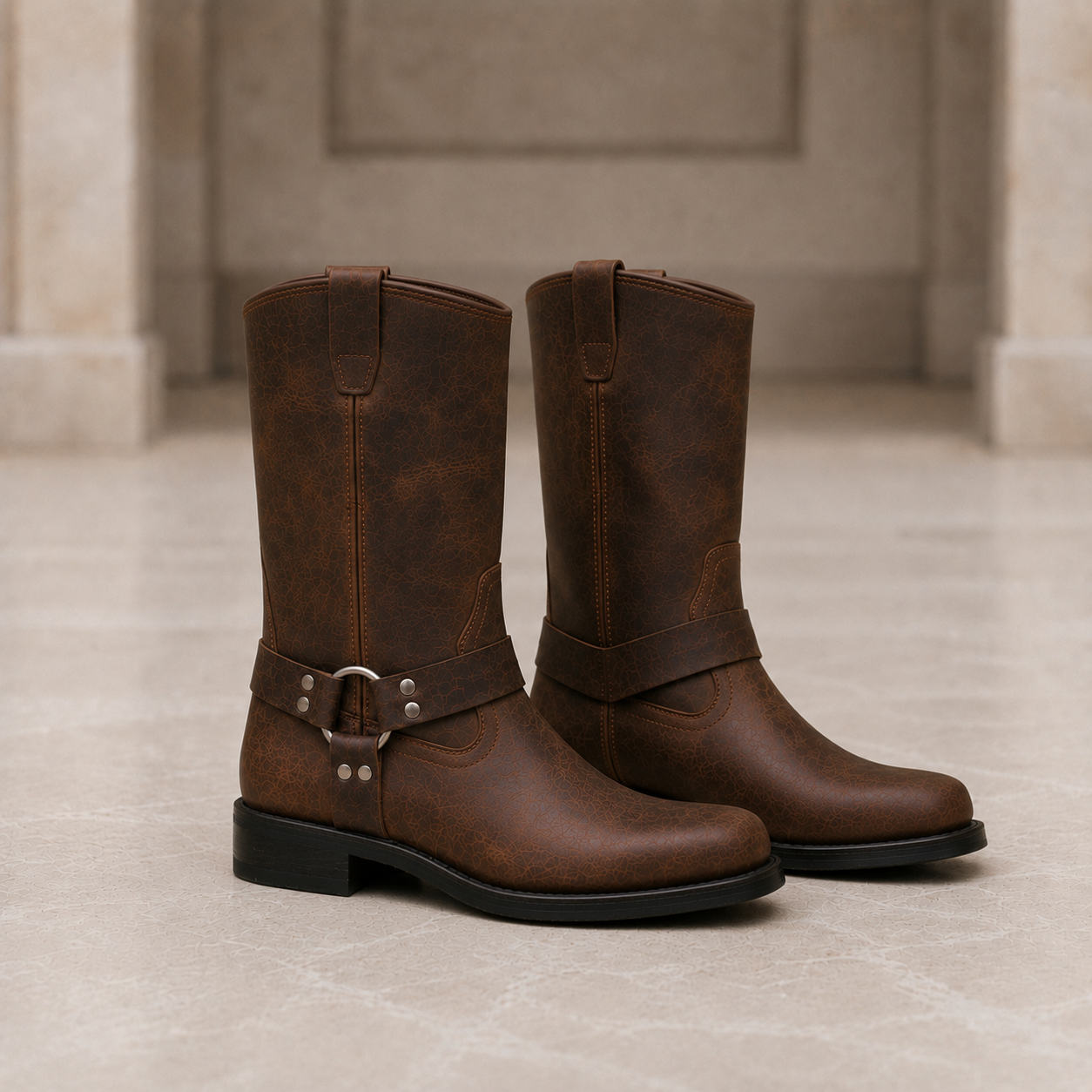 Matera Leather Harness Boots