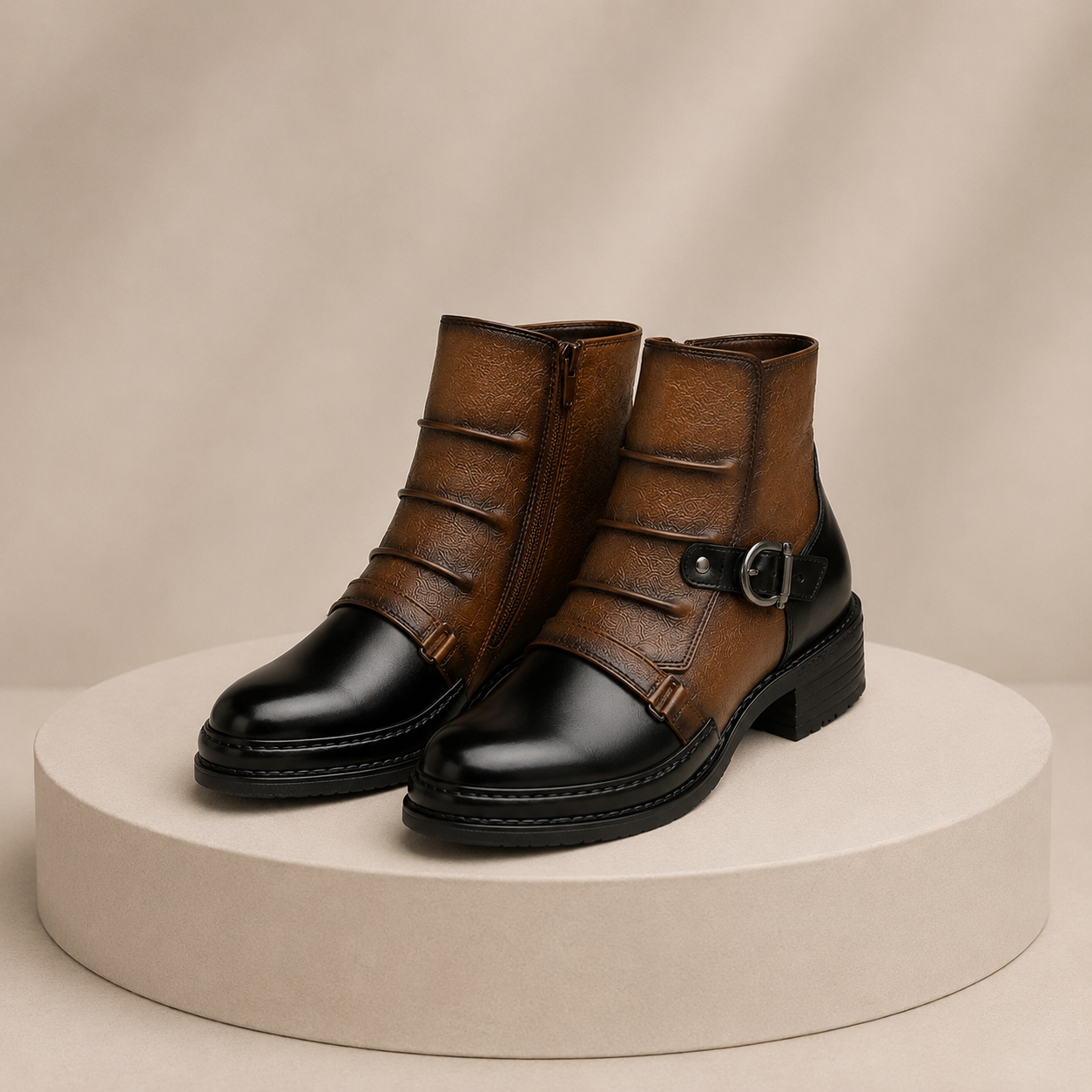 Leros Buckle Strap Ankle Boots
