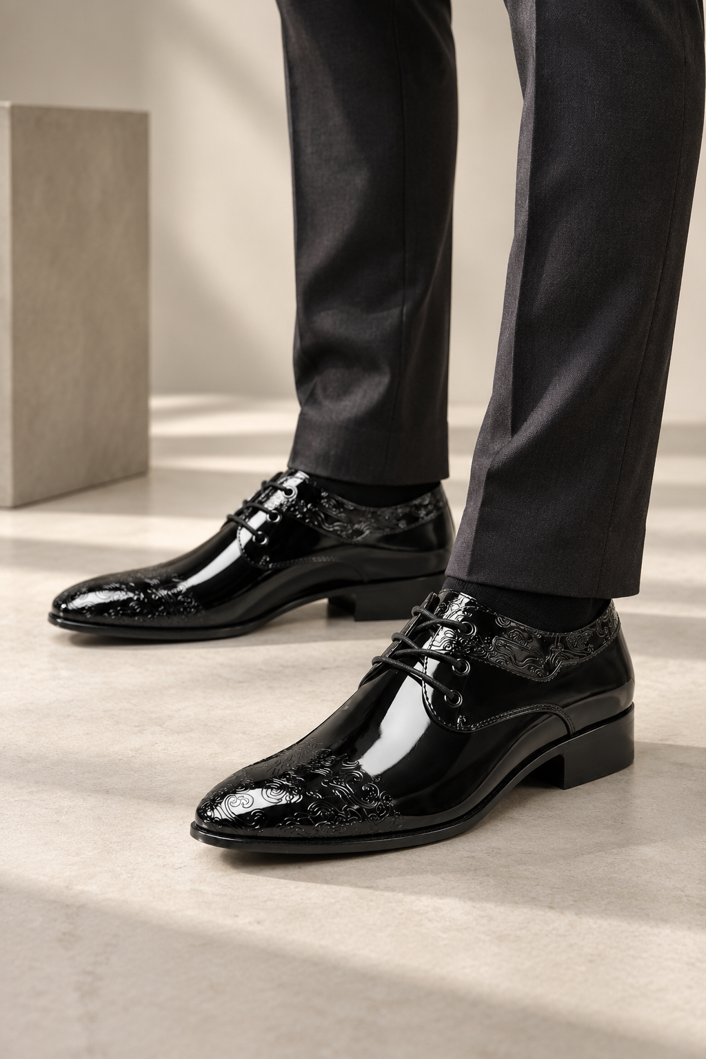 Maratea Patent Embossed Derby Shoes