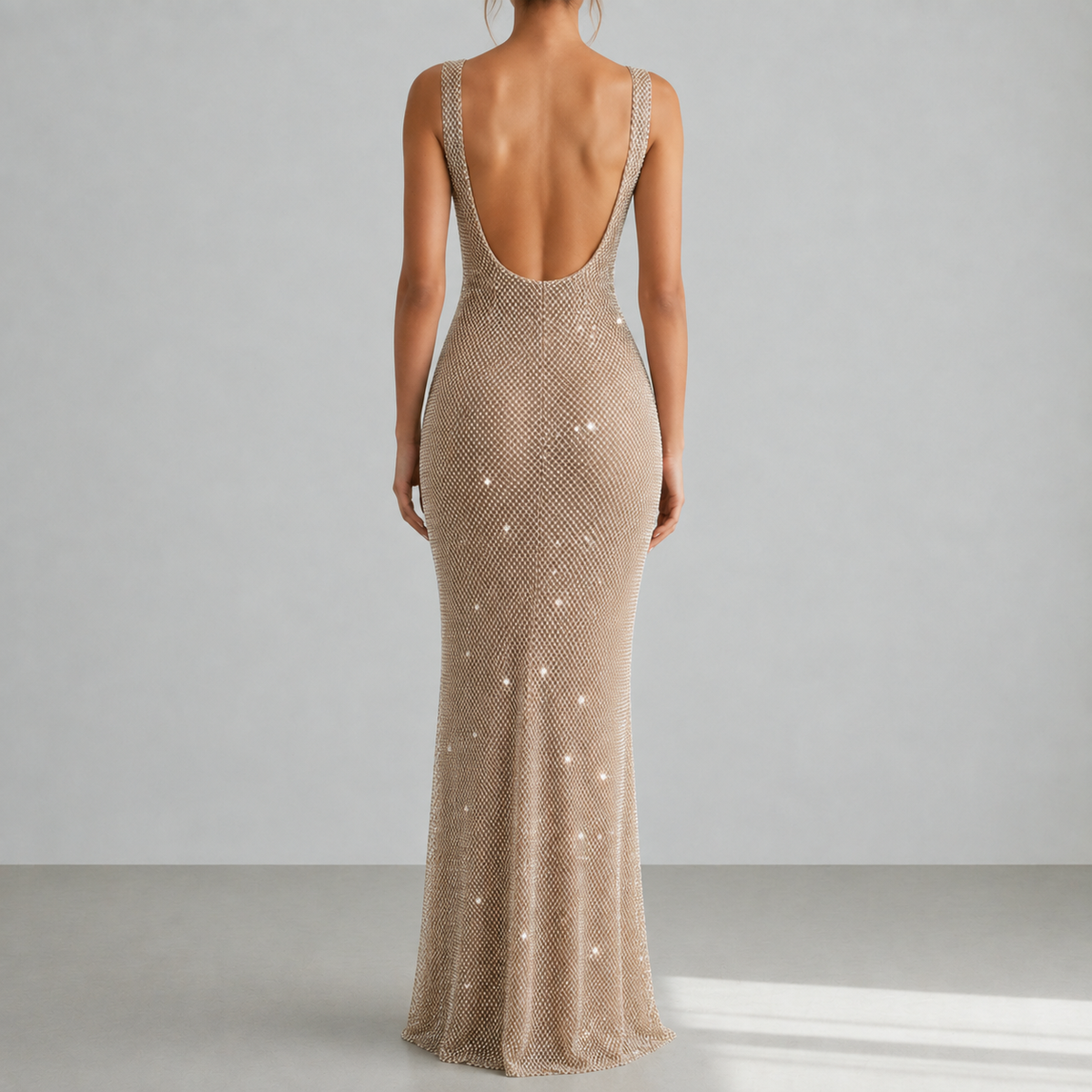 Montepulciano Backless Sequin Evening Gown