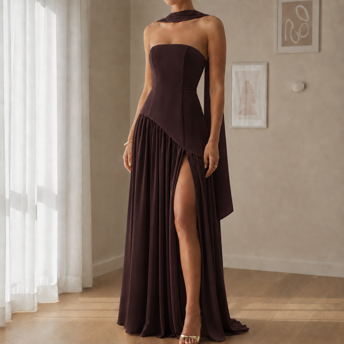 Gaeta Scarf Neck Maxi Dress
