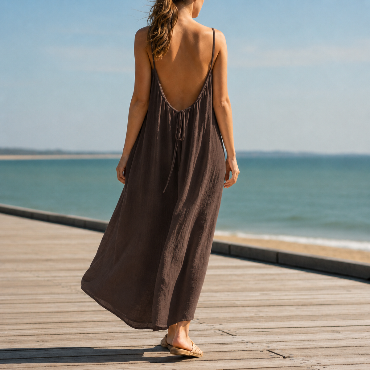 Erice Backless Linen Maxi Dress