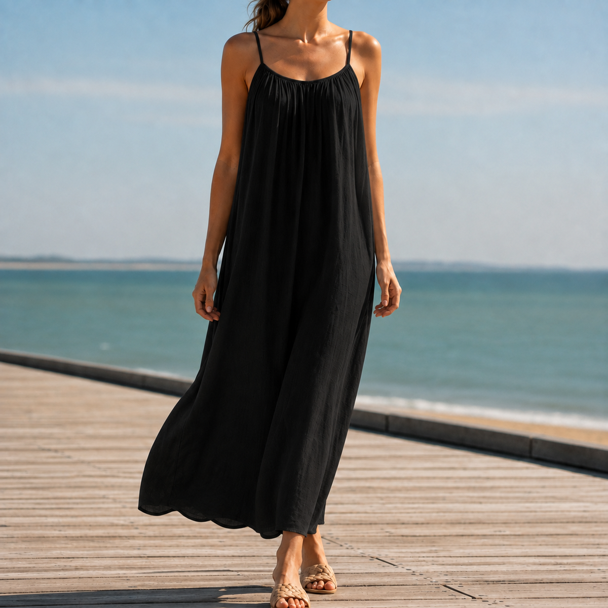 Erice Backless Linen Maxi Dress