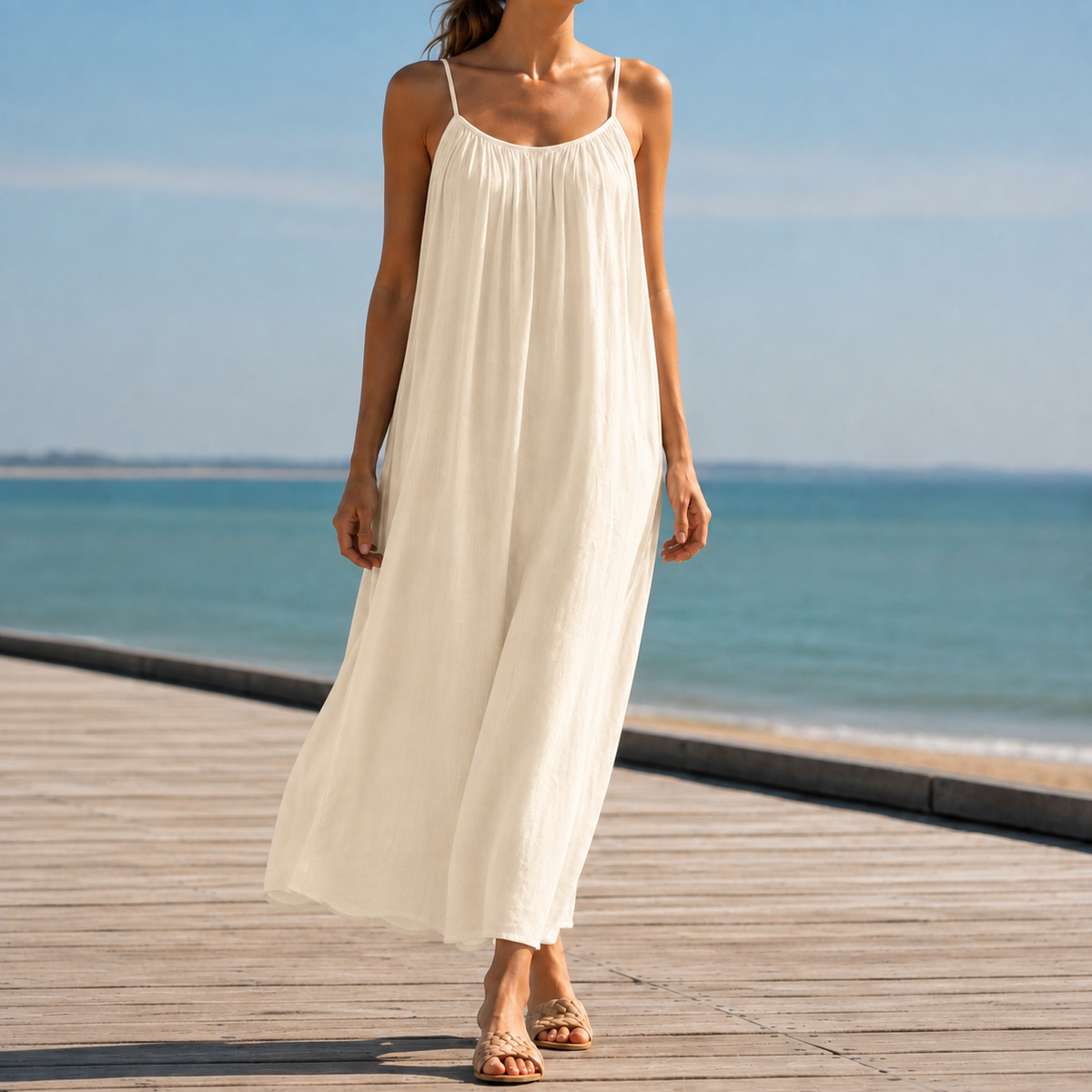 Erice Backless Linen Maxi Dress