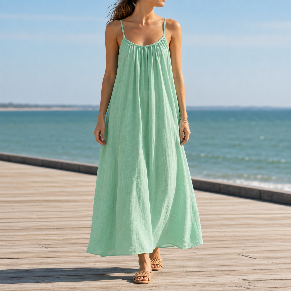 Erice Backless Linen Maxi Dress
