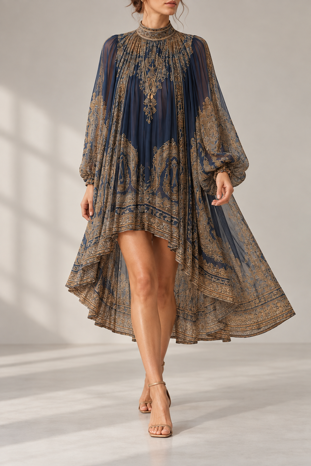 Modina Baroque Print Mini Dress