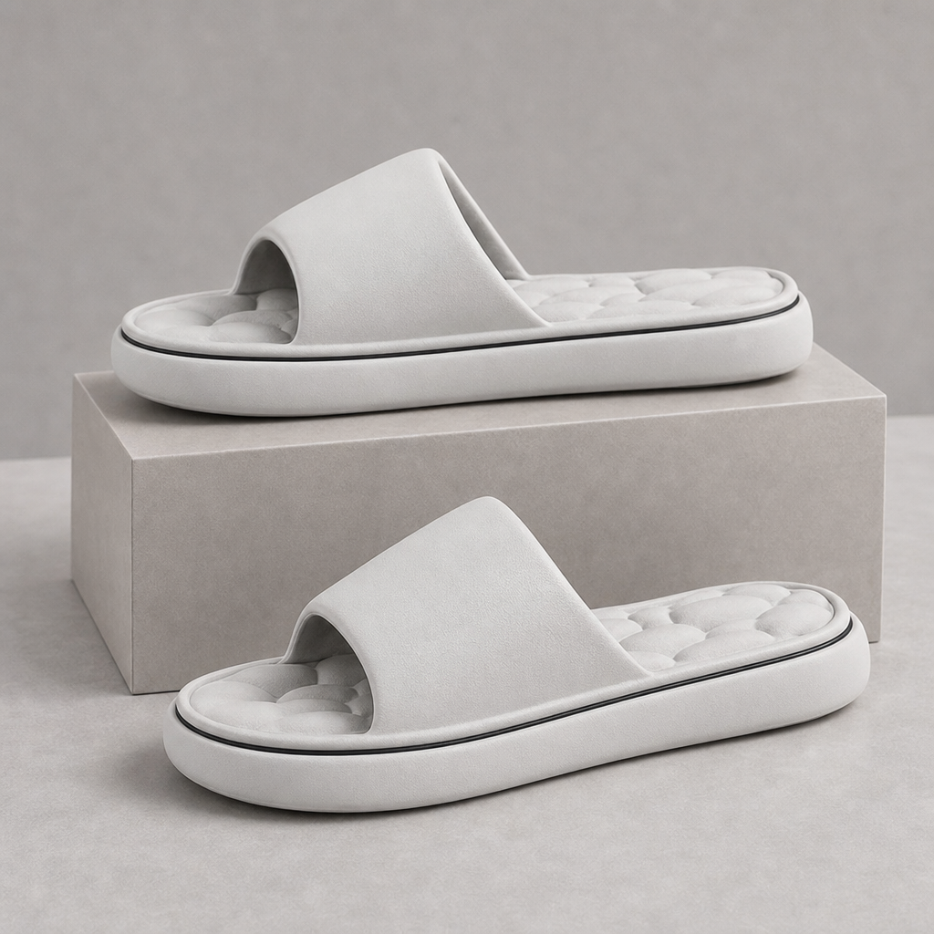 Albufeira Cushioned Platform Slides in Light Gray