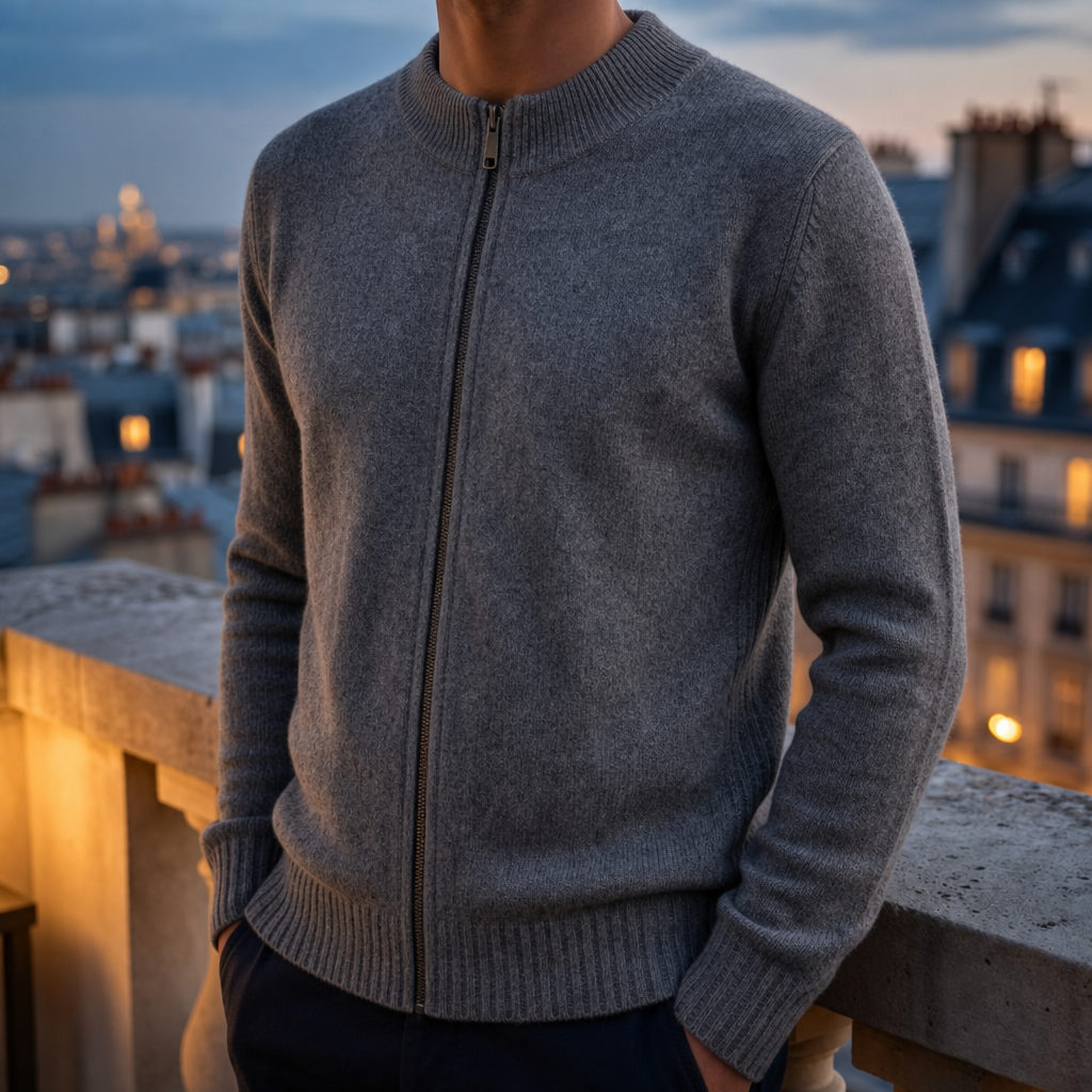 Beaulieu Cashmere Zip Cardigan in Gray