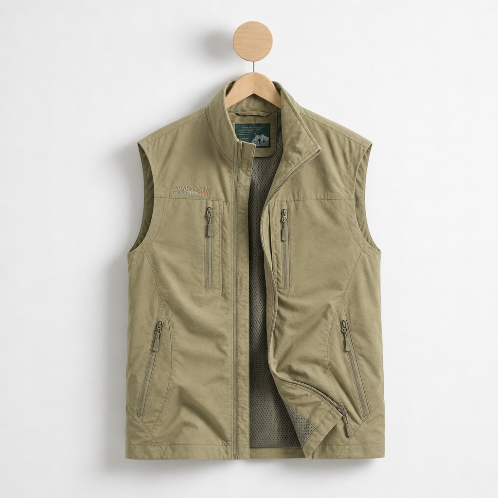 Comporta Multi-Pocket Utility Vest in Khaki